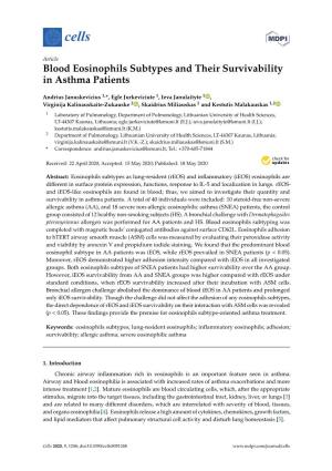 Blood Eosinophils Subtypes and Their Survivability in Asthma Patients