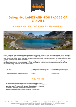 Self-Guided LAKES and HIGH PASSES of VANOISE