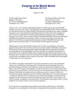 Letter to Senate Leadership from Delbene and Beyer