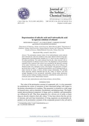 Deprotonation of Salicylic Acid and 5-Nitrosalicylic Acid in Aqueous