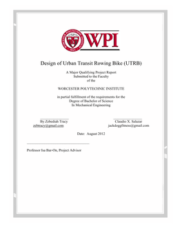 Design of Urban Transit Rowing Bike (UTRB)