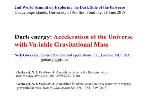 Dark Energy: Acceleration of the Universe with Variable Gravitational Mass