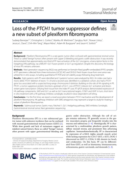 Loss of the PTCH1 Tumor Suppressor Defines a New