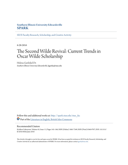 Current Trends in Oscar Wilde Scholarship Helena Gurfinkel Dr