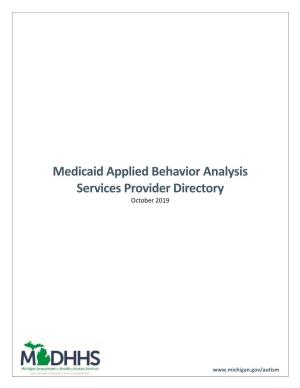 Michigan Medicaid Applied Behavior Analysis Services Provider Directory