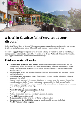A Hotel in Cavalese Full of Services at Your Disposal!