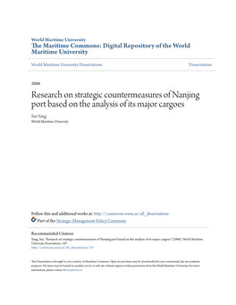 Research on Strategic Countermeasures of Nanjing Port Based on the Analysis of Its Major Cargoes Sisi Yang World Maritime University