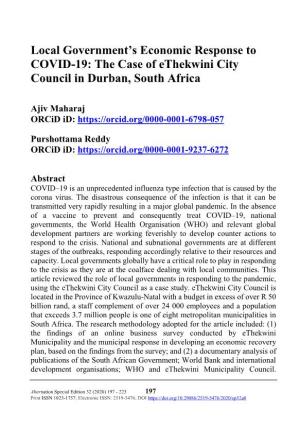 The Case of Ethekwini City Council in Durban, South Africa