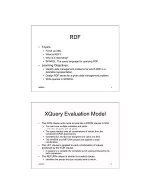 RDF Xquery Evaluation Model