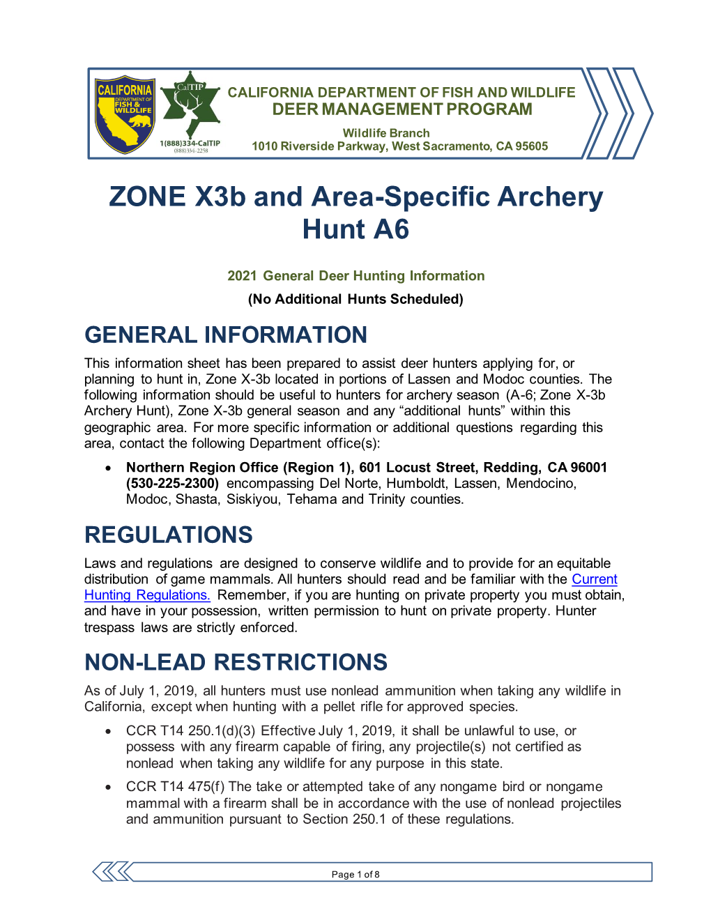 2021 X3b and A6 Zone Hunt Info