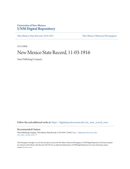 New Mexico State Record, 11-03-1916 State Publishing Company