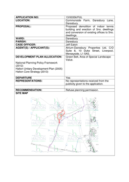 APPLICATION NO: 13/00356/FUL LOCATION: Commonside Farm, Daresbury Lane, Daresbury