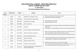 HIGH SPEED RAIL (LONDON – WEST MIDLANDS) BILL SELECT COMMITTEE SITE VISIT 11 June 2015 CFA 10 &11 Aylesbury MP Constituency