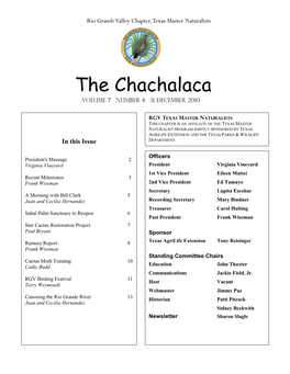 The Chachalaca Vol 7, No. 4, December, 2010