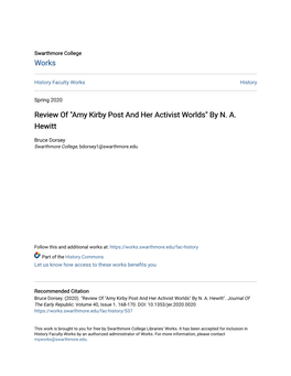 Review Of" Amy Kirby Post and Her Activist Worlds" by NA Hewitt