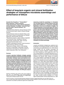 Effect of Long-Term Organic and Mineral Fertilization Strategies on Rhizosphere Microbiota Assemblage and Performance of Lettuce