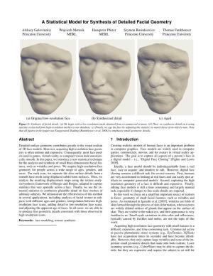 A Statistical Model for Synthesis of Detailed Facial Geometry