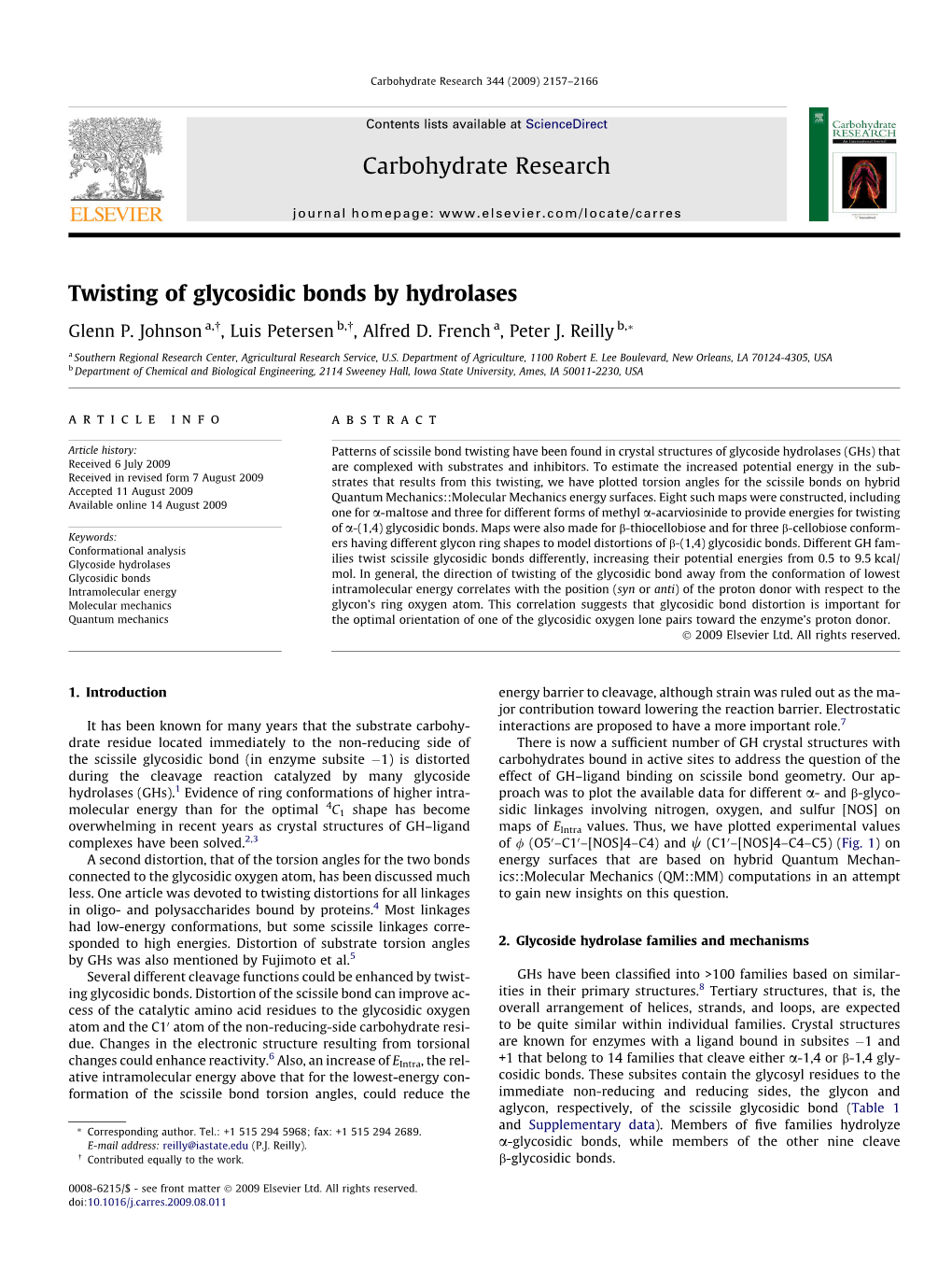 Twisting of Glycosidic Bonds by Hydrolases