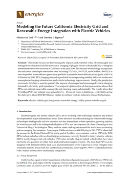 Modeling the Future California Electricity Grid and Renewable Energy Integration with Electric Vehicles
