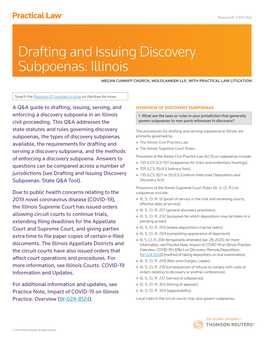 Drafting and Issuing Discovery Subpoenas: Illinois