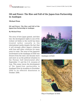 Oil and Power: the Rise and Fall of the Japan-Iran Partnership in Azadegan