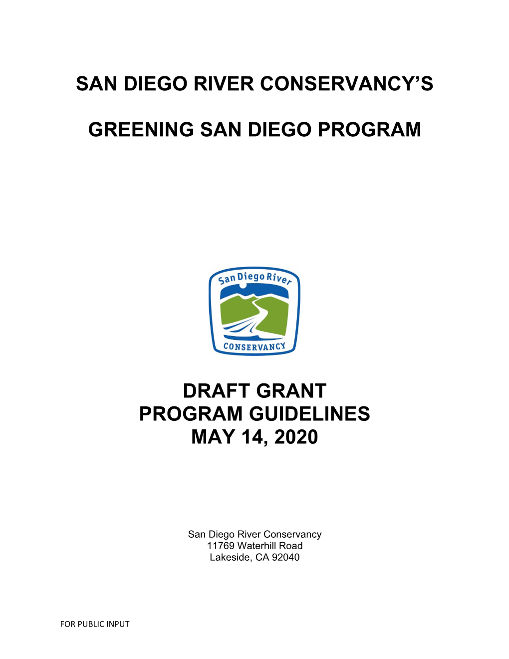 Draft Guidelines for Greening San Diego Program