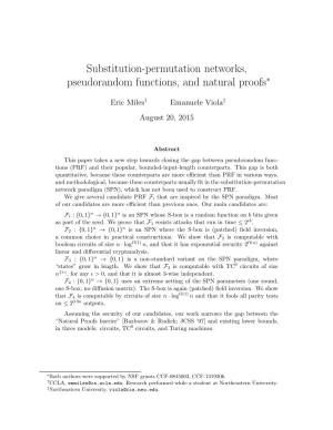 Substitution-Permutation Networks, Pseudorandom Functions, and Natural Proofs∗