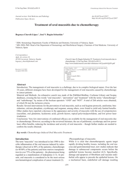 Treatment of Oral Mucositis Due to Chemotherapy