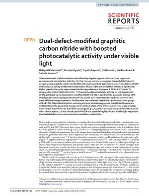 Dual-Defect-Modified Graphitic Carbon Nitride with Boosted Photocatalytic