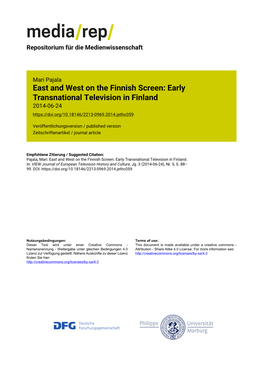 Early Transnational Television in Finland 2014-06-24
