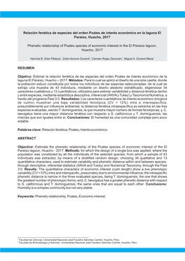 Relación Fenética De Especies Del Orden Poales De Interés Económico En La Laguna El Paraíso, Huacho, 2017