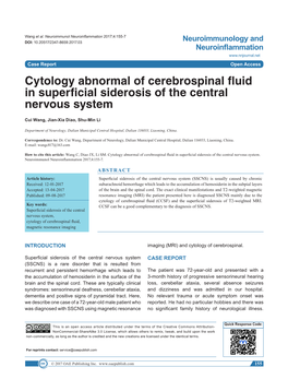 Cytology Abnormal of Cerebrospinal Fluid in Superficial Siderosis of the Central Nervous System
