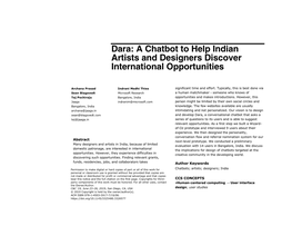 Dara: a Chatbot to Help Indian Artists and Designers Discover International Opportunities