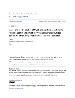 In Vivo and in Vitro Studies of Cry5b and Nicotinic Acetylcholine Receptor Agonist Anthelmintics Reveal a Powerful and Unique Co