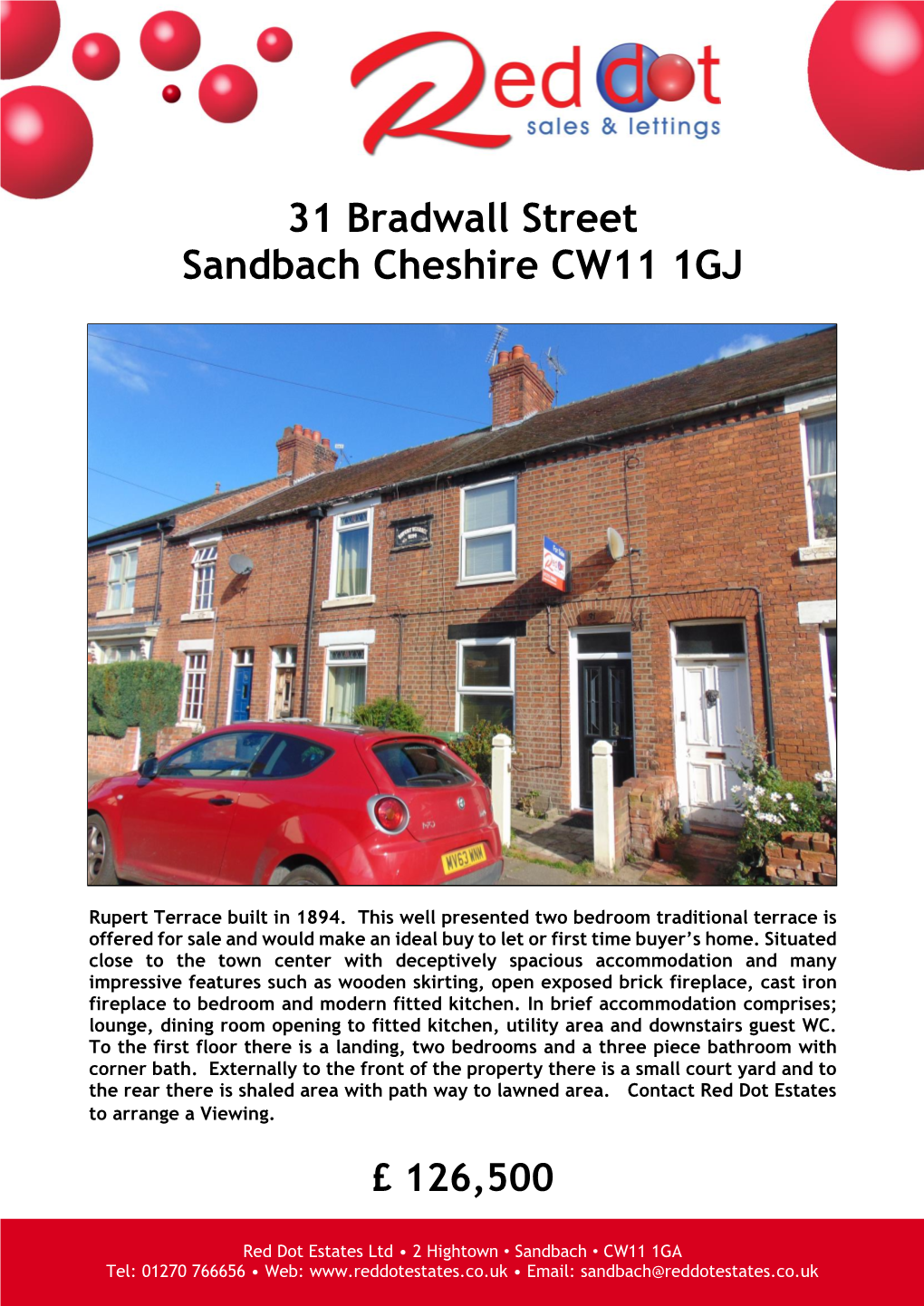 31 Bradwall Street Sandbach Cheshire CW11 1GJ