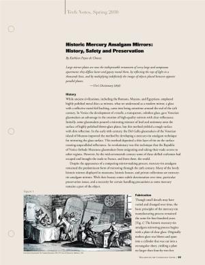 Historic Mercury Amalgam Mirrors: History, Safety and Preservation by Kathleen Payne De Chavez