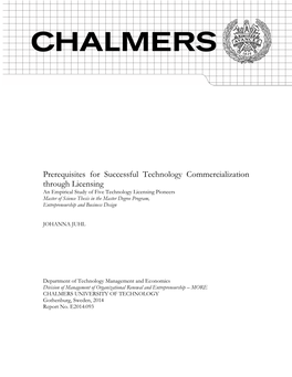 Prerequisites for Successful Technology Commercialization