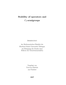 Stability of Operators and C0-Semigroups