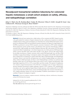 Neoadjuvant Transarterial Radiation Lobectomy for Colorectal Hepatic Metastases: a Small Cohort Analysis on Safety, Efficacy, and Radiopathologic Correlation