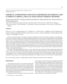 Chemical Composition and Fatty Acid Profile of Lipids in Carp (Cyprinus Carpio L.) Meat As Affected by Cooking Methods