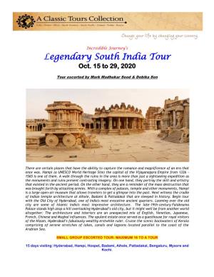 Legendary South India Tour Oct
