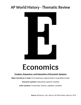 Economics Creation, Expansion, and Interaction of Economic Systems