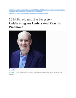 2014 Barolo and Barbaresco - Celebrating an Underrated Year in Piedmont