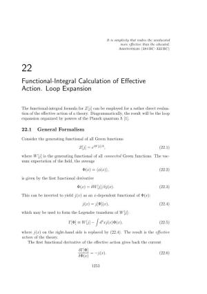 Functional-Integral Calculation of Effective Action. Loop Expansion