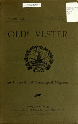 Olde Ulster : an Historical and Genealogical Magazine