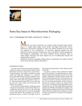 Some Key Issues in Microelectronic Packaging
