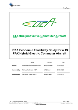Economic Feasibility Study for a 19 PAX Hybrid-Electric Commuter Aircraft