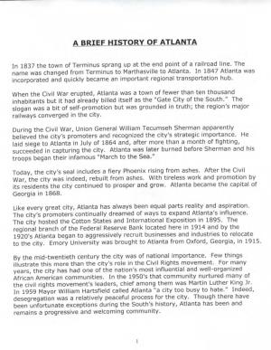 A Brief History of Atlanta