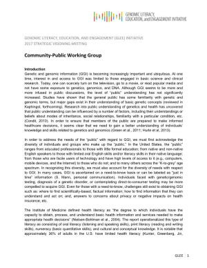 Community/Public Working Group Presentation