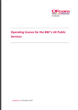Operating Licence for the BBC's UK Public Services